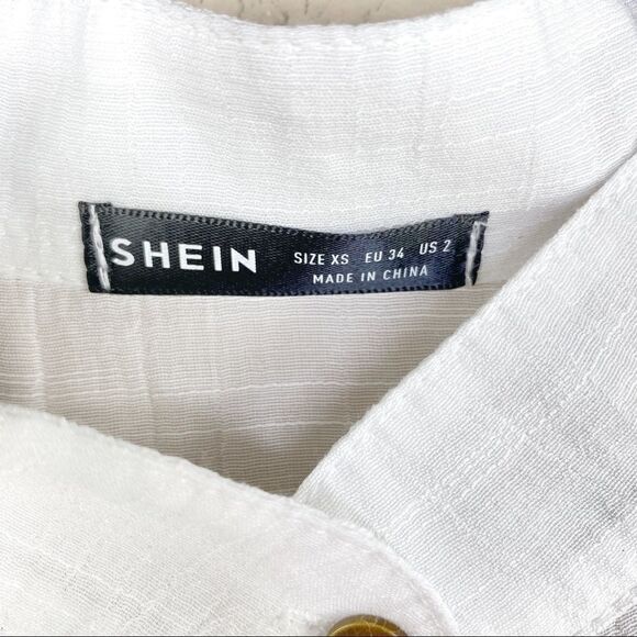 Shein Bat Wing Button Front Swing Blouse White XS Semi Sheer - Picture 11 of 12